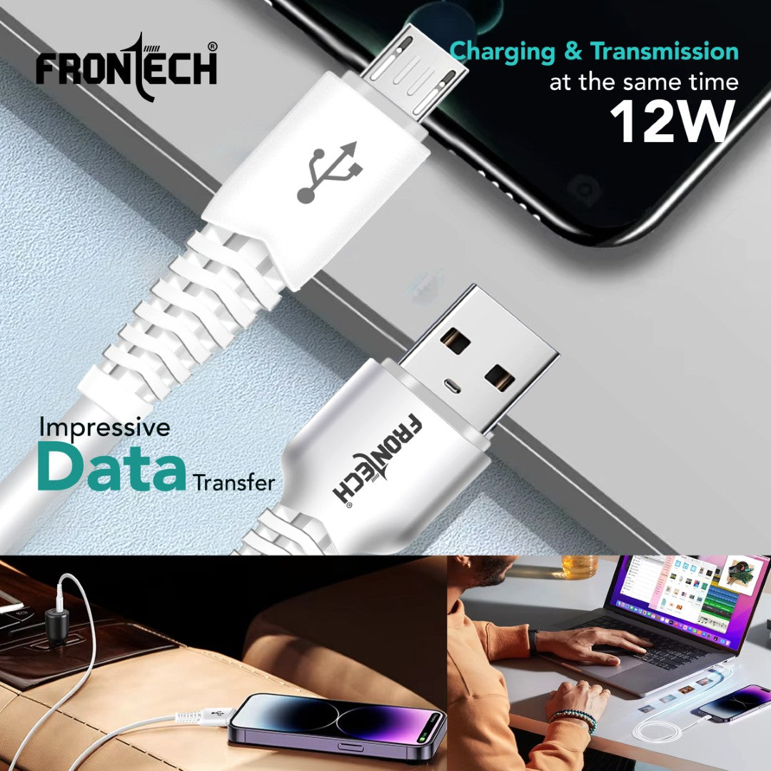 Frontech 12W Fast Charging 1M Braided USB to V8 Cable | Data Sync | Durable & Versatile (1021) Frontech 12W Fast Charging 1M Braided USB to V8 Cable | Data Sync | Durable & Versatile (1021)